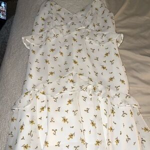 Floral White and Yellow Dress